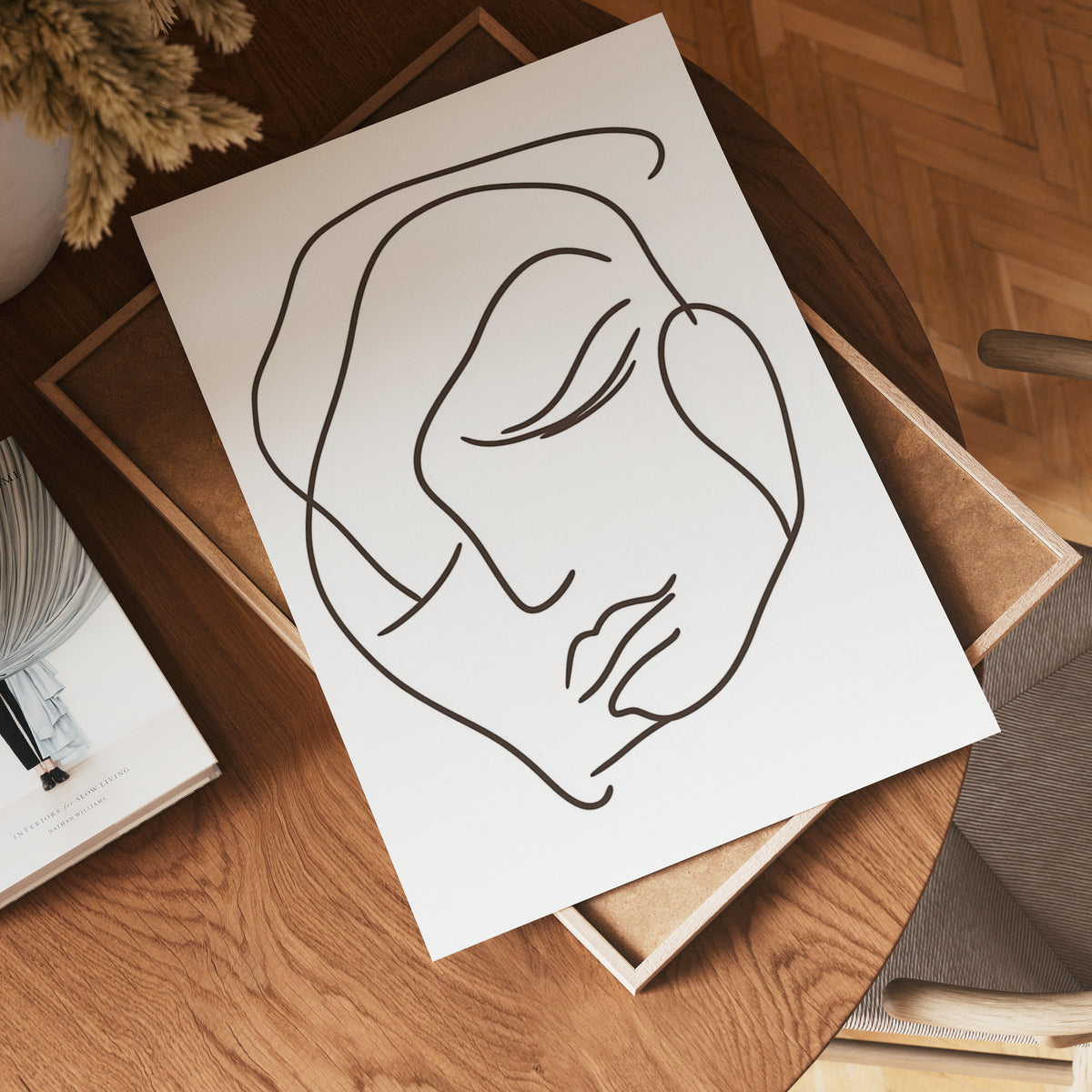 Bold Line Art Face poster visad rakt fram – Bozetto affisch i hög tryckkvalitet i hög tryckkvalitet