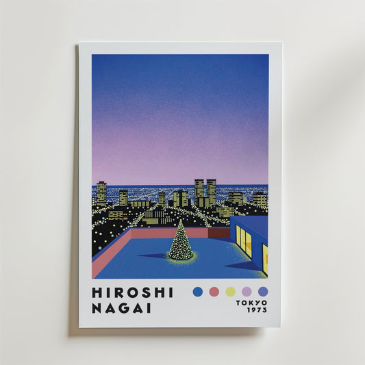 Hiroshi Nagai Rooftop Christmas Lights Poster