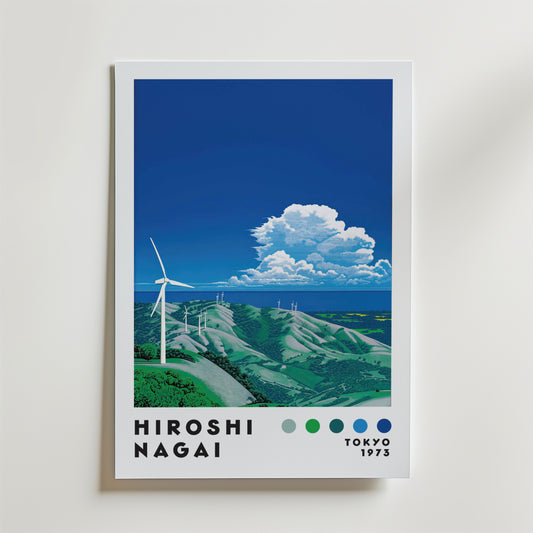 Hiroshi Nagai Wind Turbines Hillside Poster