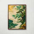 Jade Cascade affisch i valnötsram – mörkbrun inramning med exklusiv känsla, Bozetto