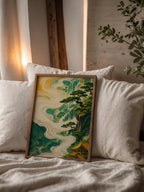 Jade Cascade affisch i ljust minimalistiskt vardagsrum – köp enkelt hos Bozetto i hög kvalitet