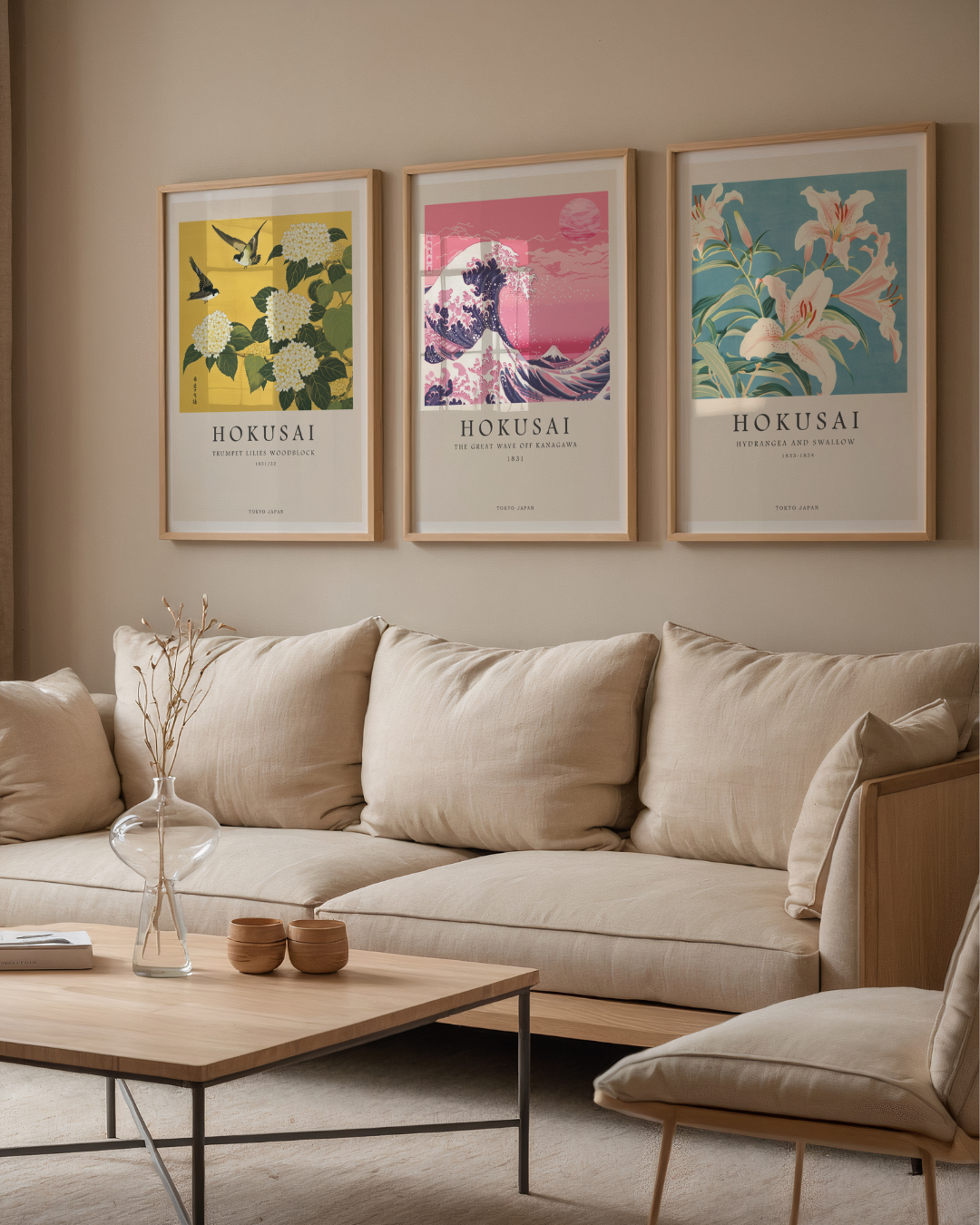 Bundle 3-pack Hokusai Eternal Waves – kuraterad postercollection som lyfter hemmet hos Bozetto