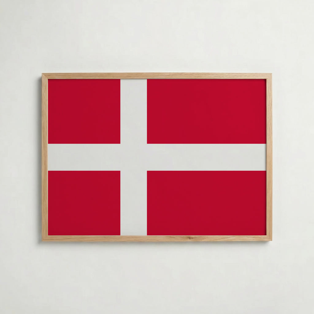 Denmark National Flag Poster i ekram – inramad konsttryck för stilren inredning hos Bozetto