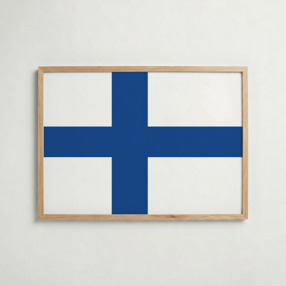 Finland National Flag Poster i ekram – inramad konsttryck för stilren inredning hos Bozetto