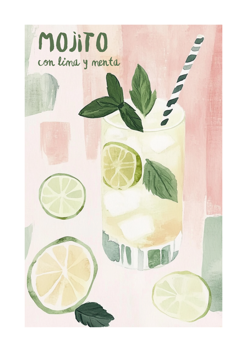 Mojito Con Lima Y Menta – köp enkelt hos Bozetto konsttryck i hög kvalitet i hög kvalitet