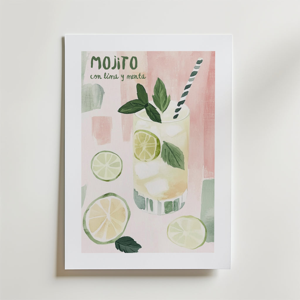 Mojito Con Lima Y Menta – stilfullt konsttryck från Bozetto, tryckt på matt finpapper
