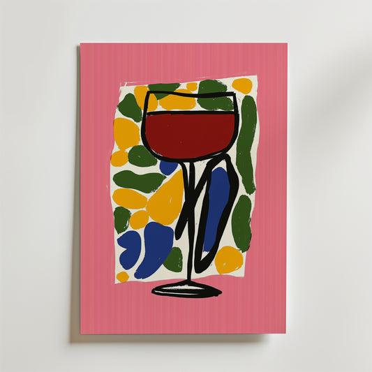 Colorful Wine Glass Poster