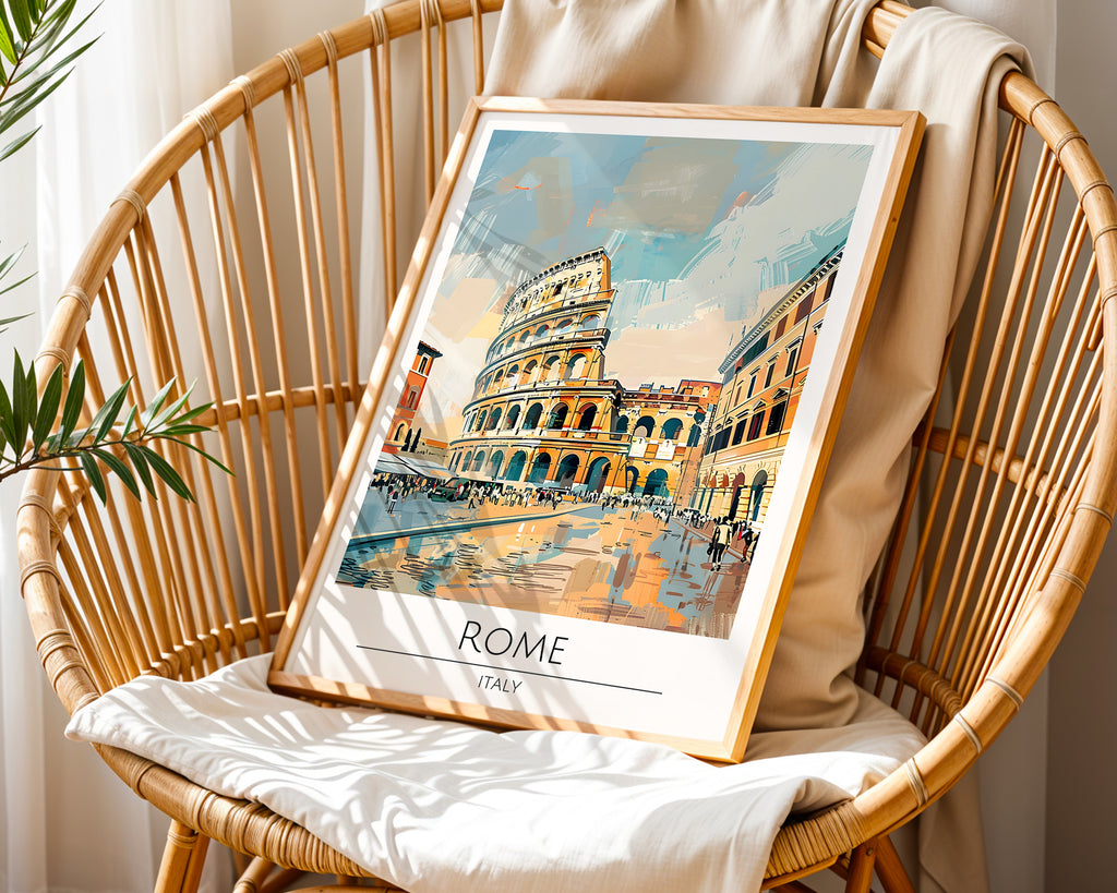 Mockup av Rome Colosseum Reflections affisch på vägg – köp enkelt hos Bozetto i hög kvalitet