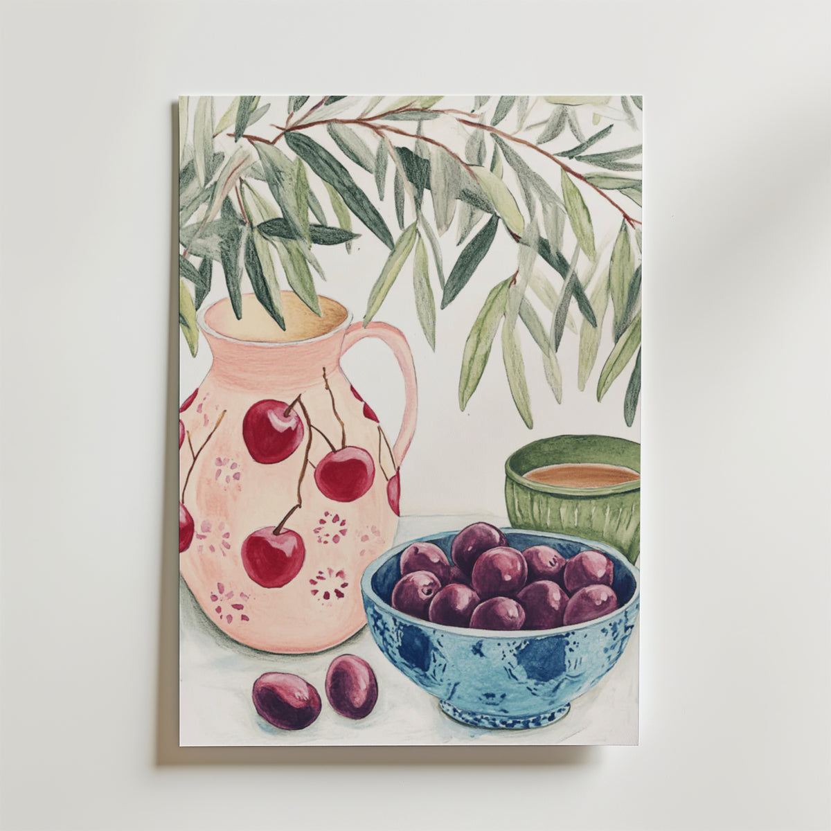 Cherry And Olive – stilfullt konsttryck från Bozetto, tryckt på matt finpapper i hög tryckkvalitet