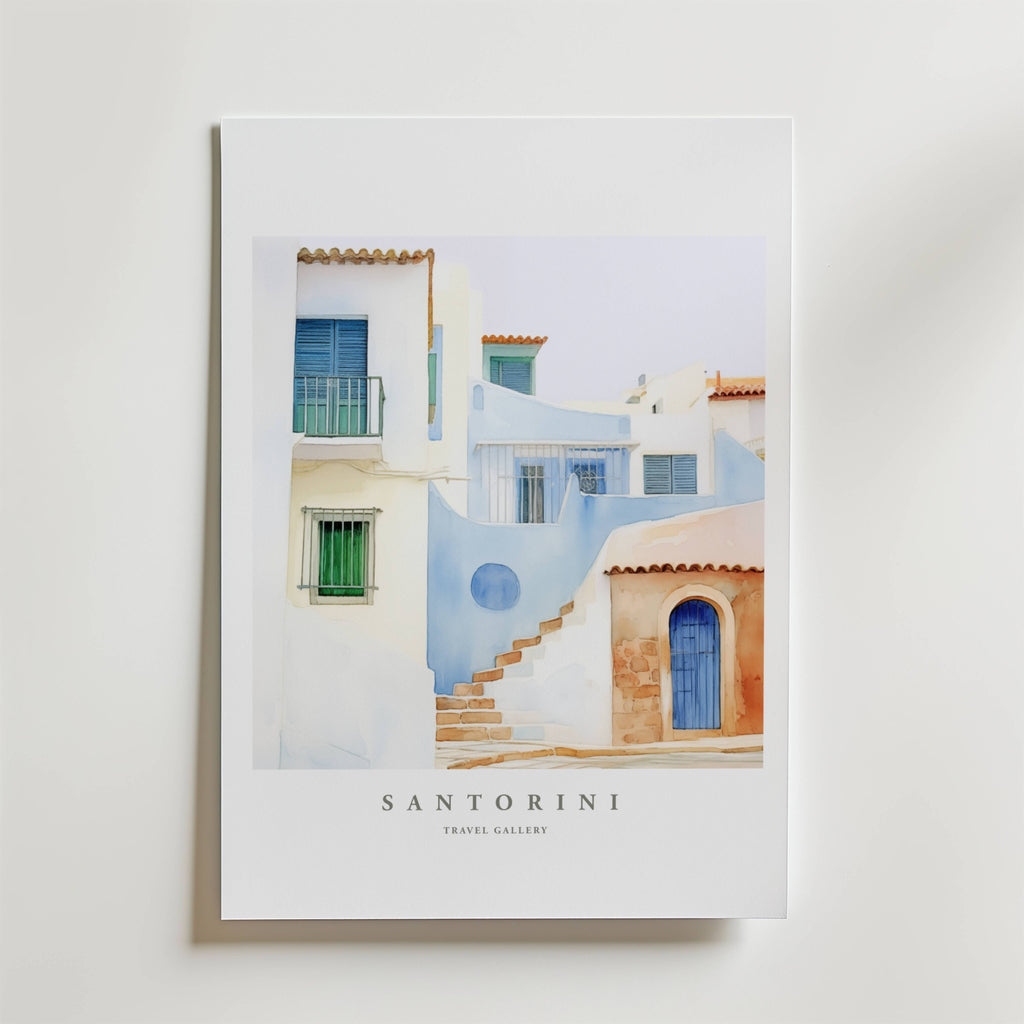 Santorini Silence – stilfullt konsttryck från Bozetto, tryckt på matt finpapper i hög tryckkvalitet