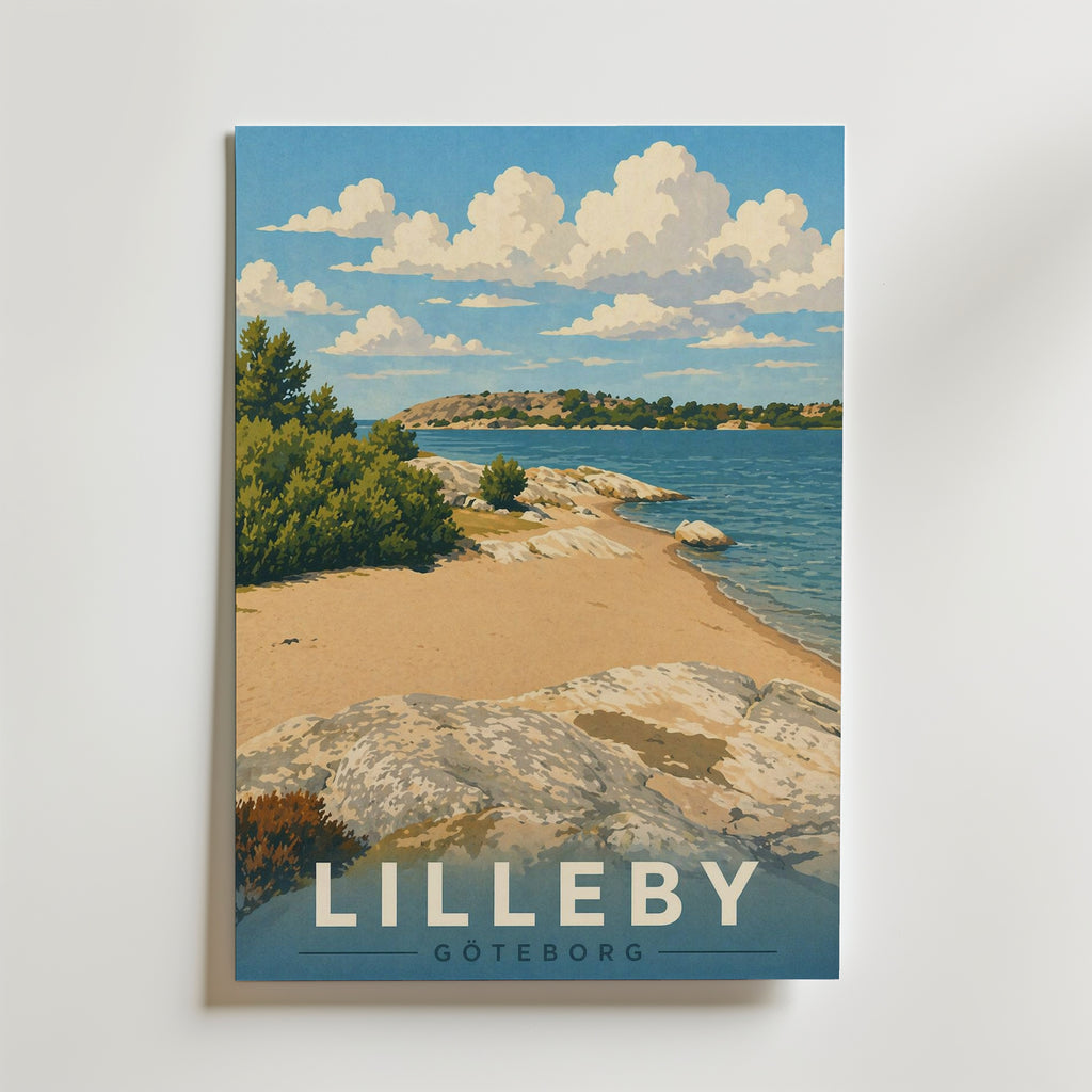 Lilleby Göteborg affisch inramad i neutral ram – se hur konsttrycket ser ut, Bozetto