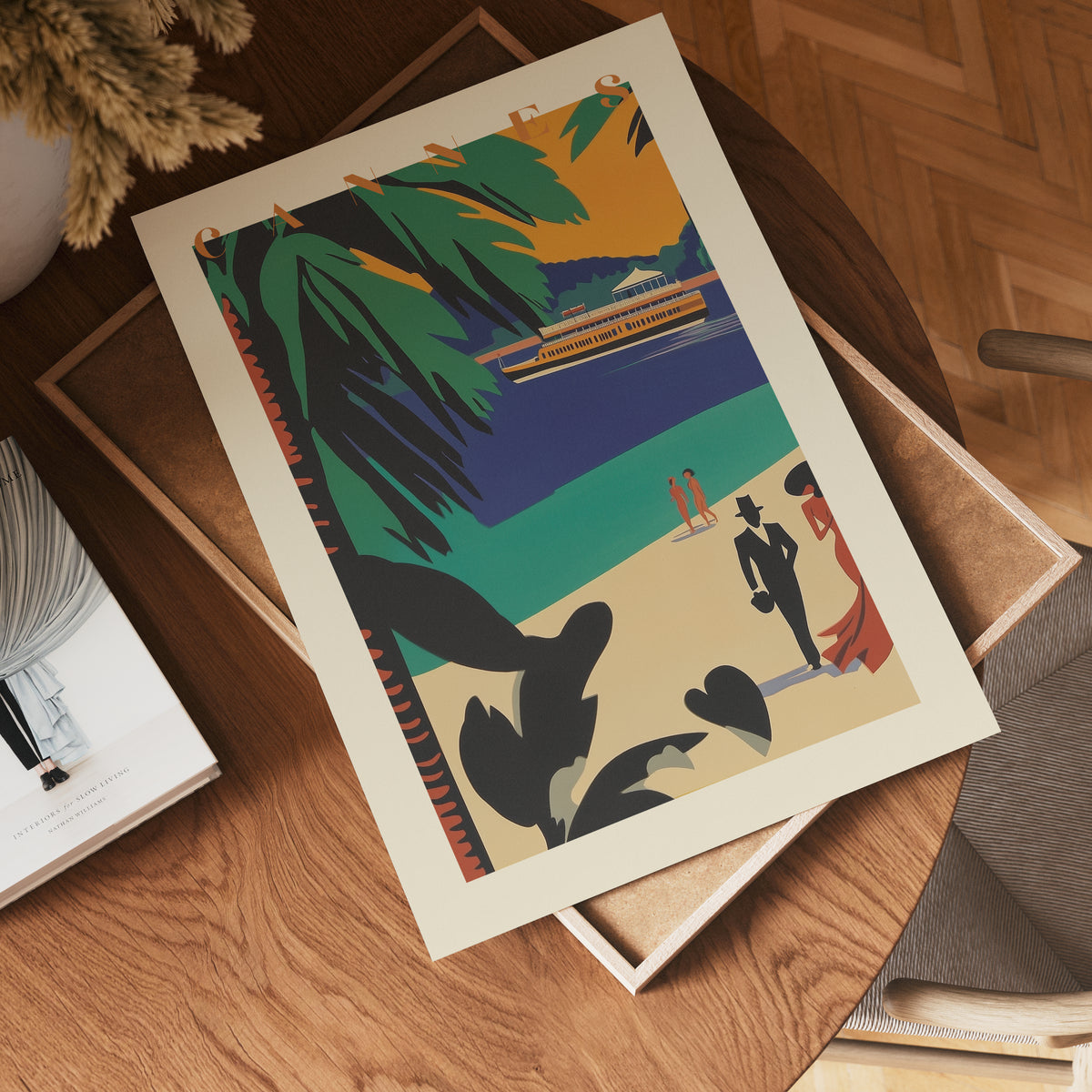 Art Deco Cannes poster visad rakt fram – Bozetto affisch i hög tryckkvalitet i hög tryckkvalitet