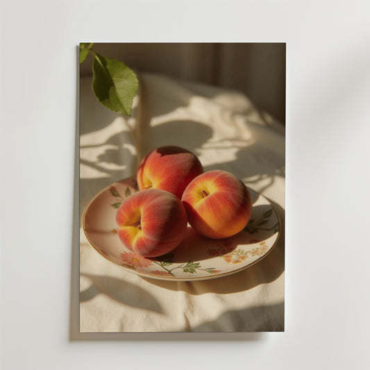 Organic Peaches floral plate Poster