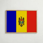 Moldova National Flag Poster i ekram – inramad konsttryck för stilren inredning hos Bozetto