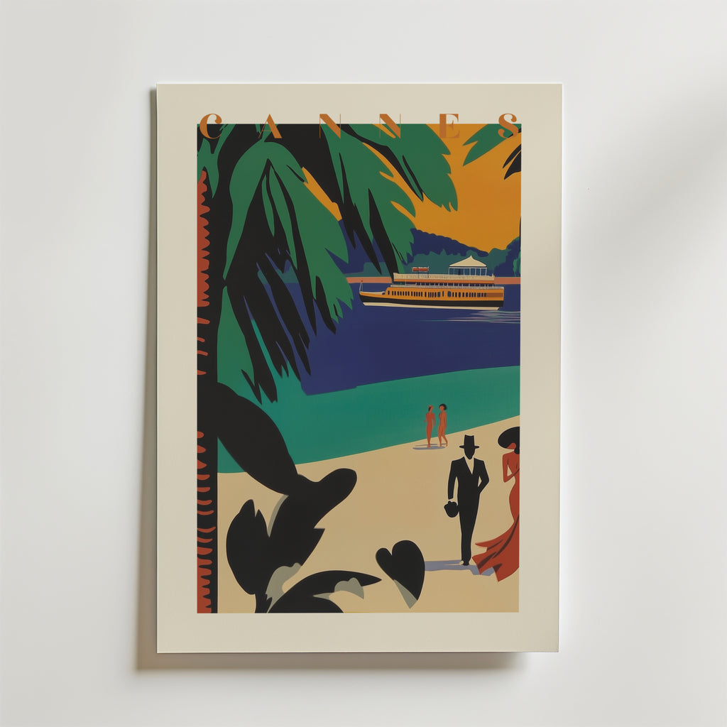 Art Deco Cannes – stilfullt konsttryck från Bozetto, tryckt på matt finpapper i hög tryckkvalitet