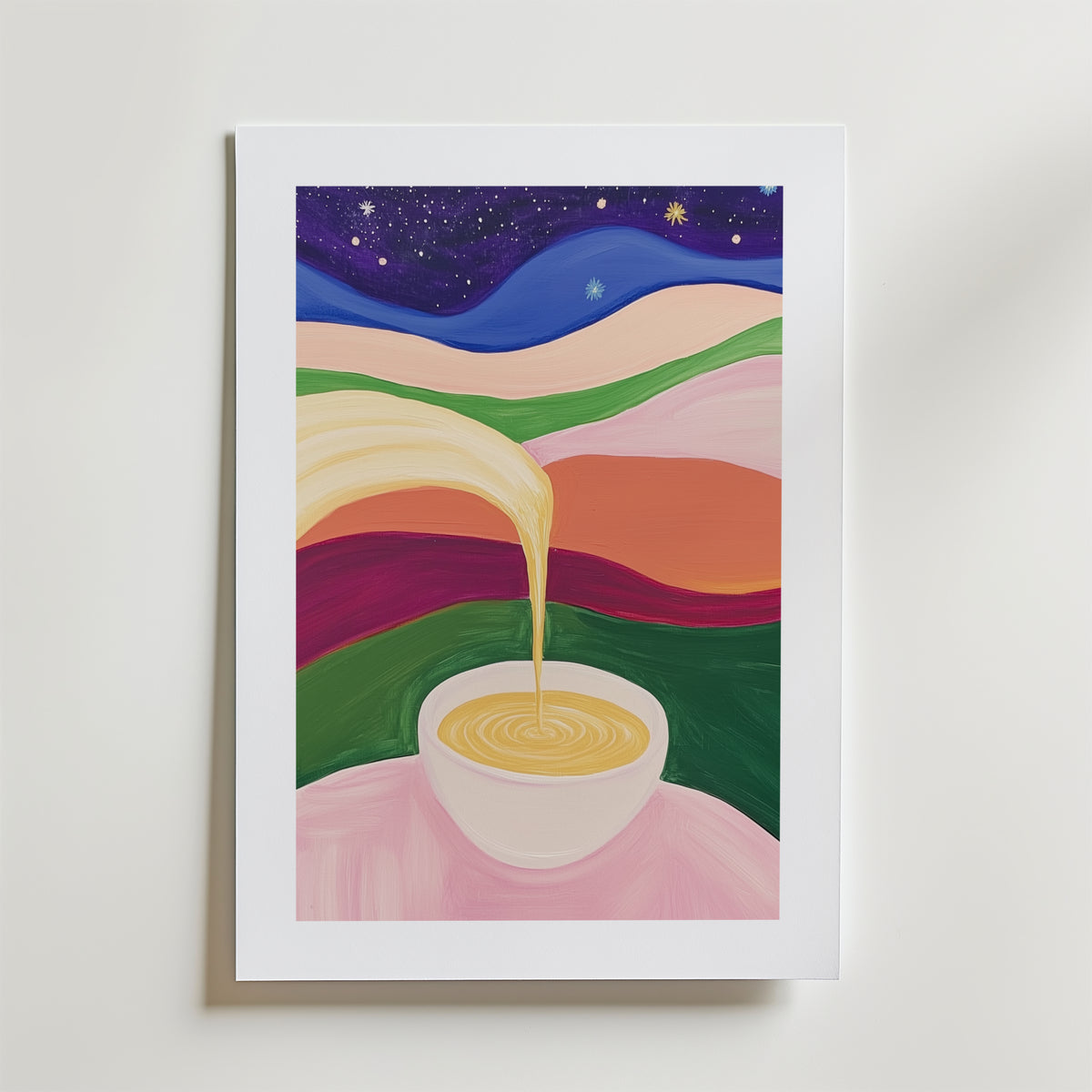 Retro Coffee in Space – stilfullt konsttryck från Bozetto, tryckt på matt finpapper