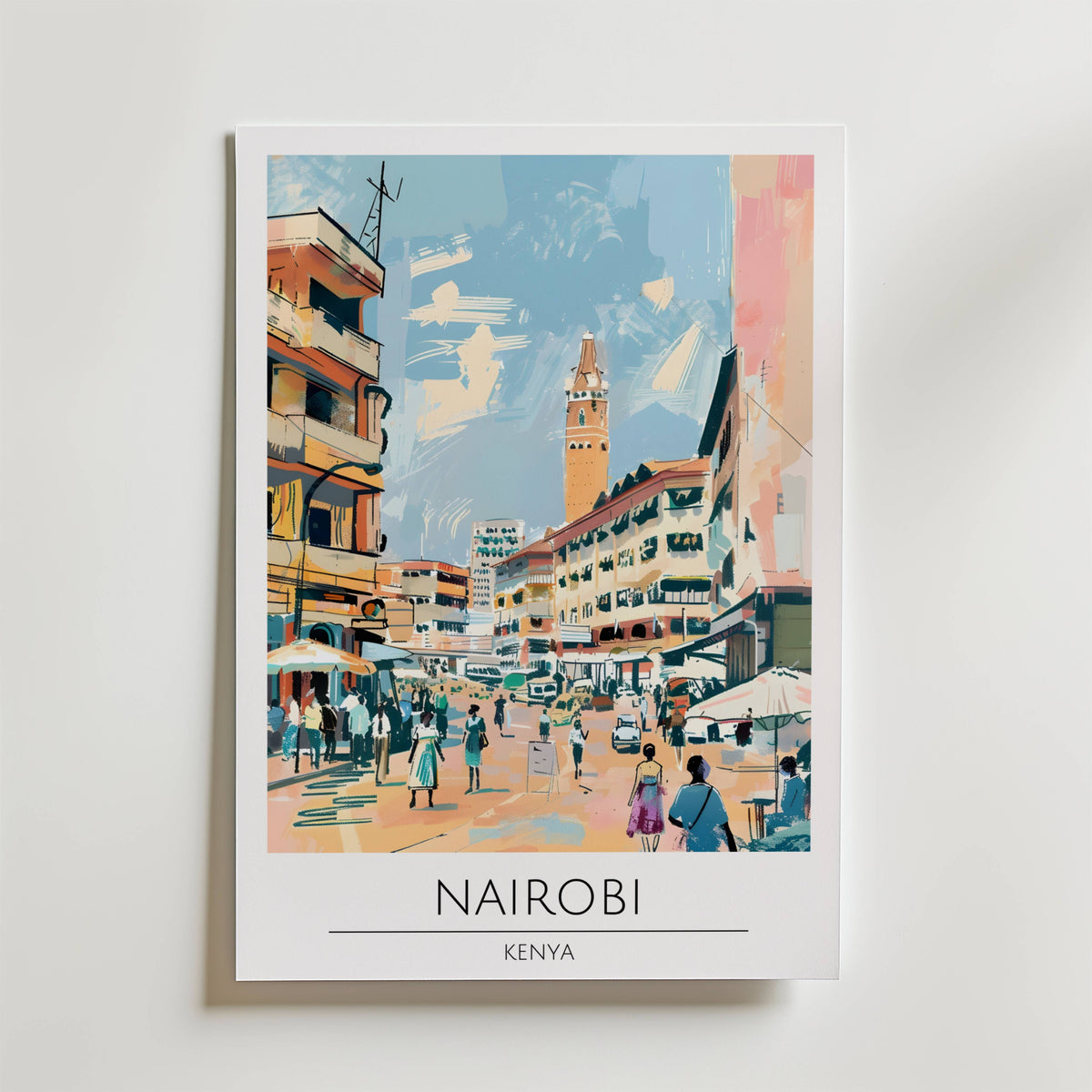 Nairobi Market Streets – stilfullt konsttryck från Bozetto, tryckt på matt finpapper