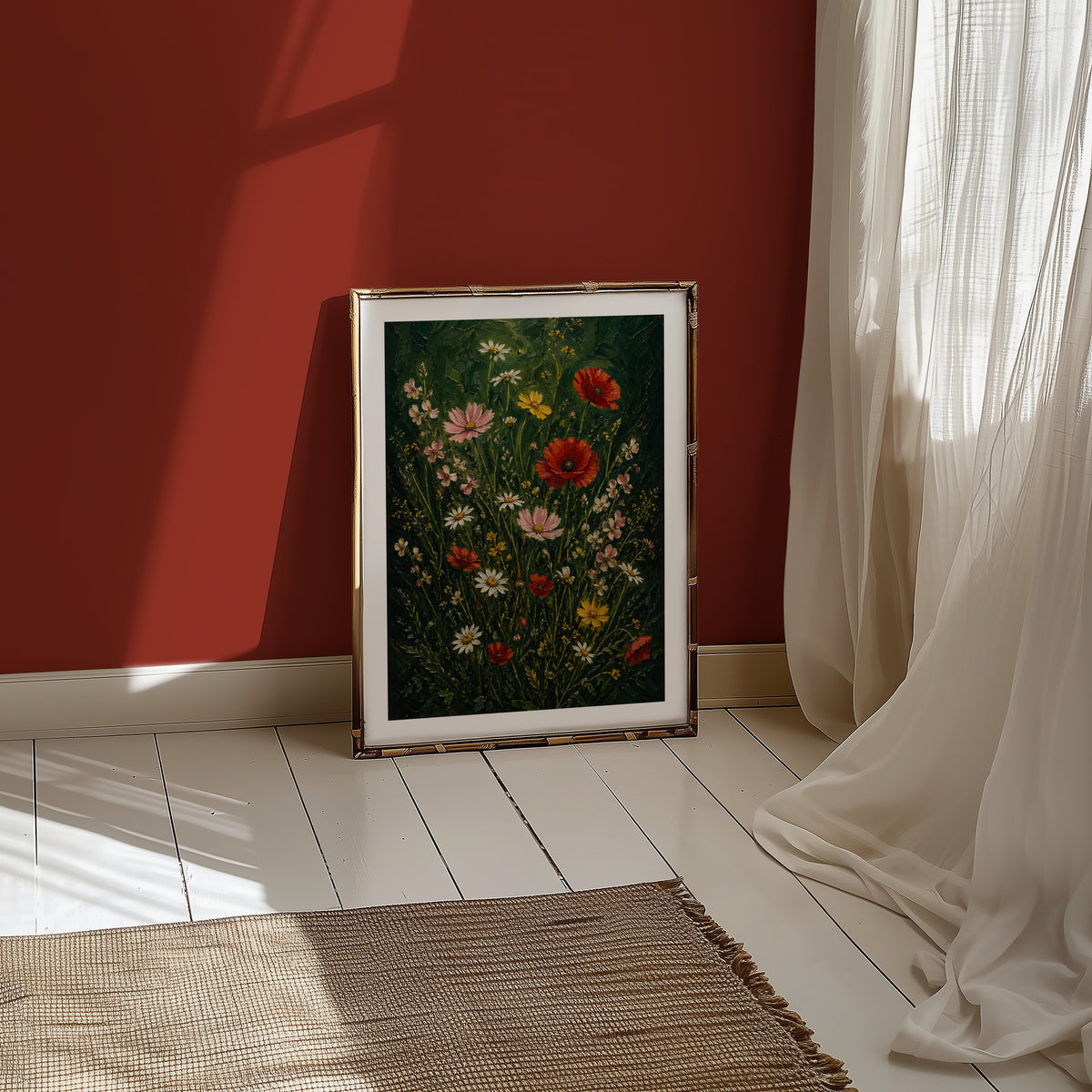 Wildflower Meadow affisch i minimalistiskt sovrum – köp enkelt hos Bozetto i hög kvalitet