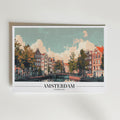 Amsterdam Cityscape – stilfullt konsttryck från Bozetto, tryckt på matt finpapper