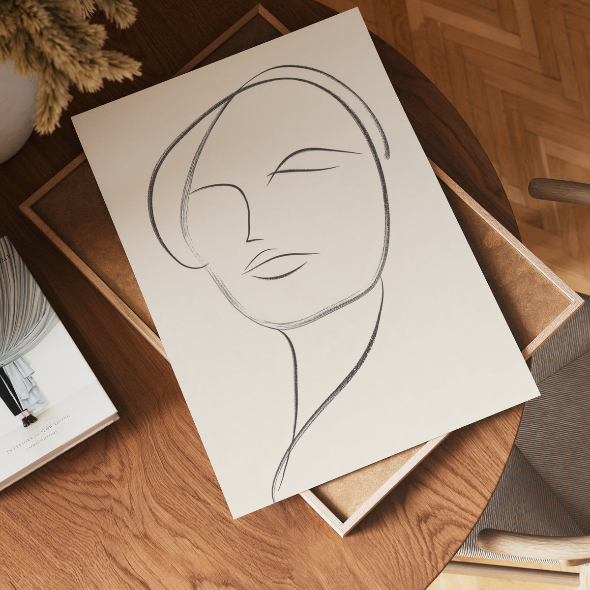 Minimalist Female Portrait – affisch med stilfullt motiv från Bozetto i hög kvalitet
