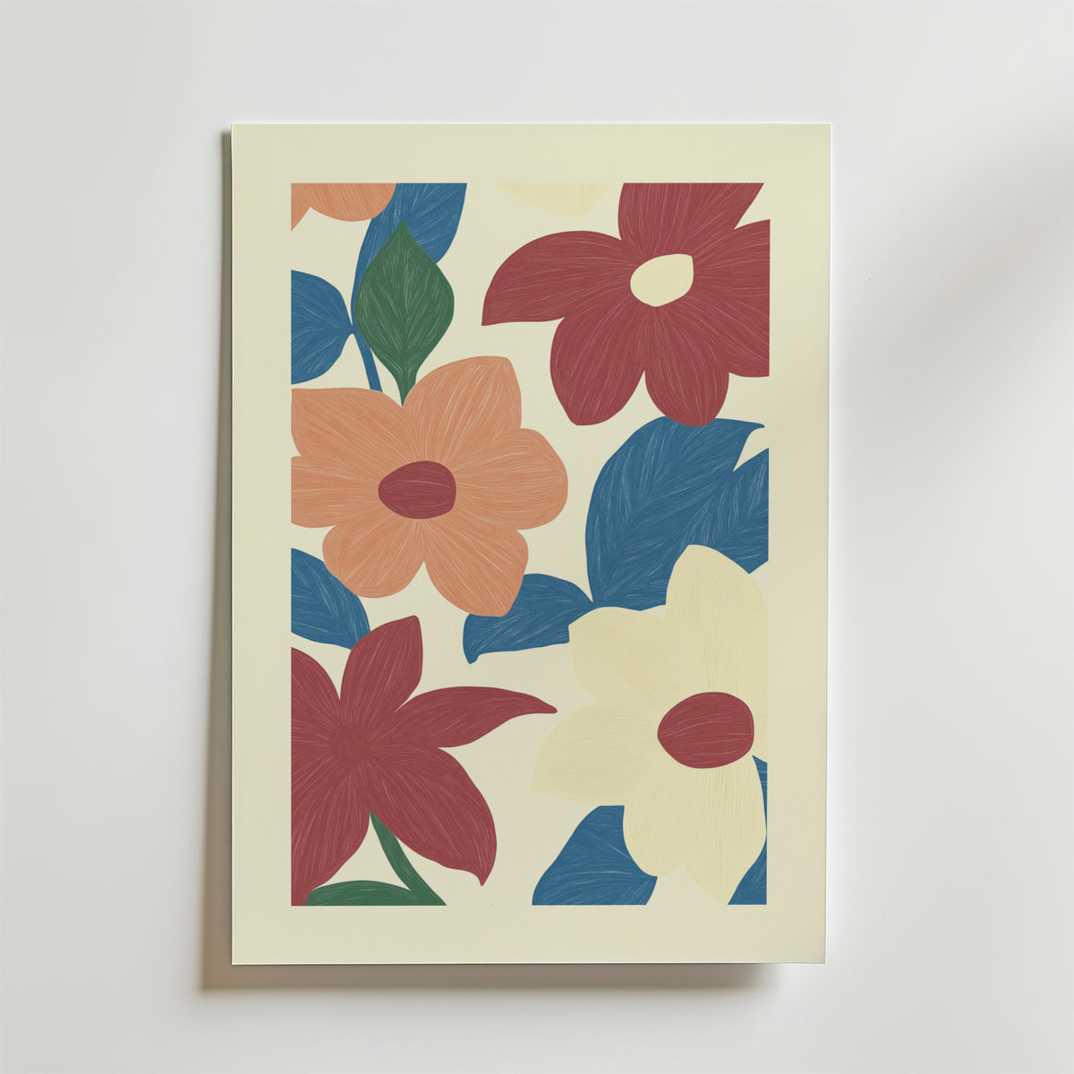 Floral wall – stilfullt konsttryck från Bozetto, tryckt på matt finpapper i hög tryckkvalitet