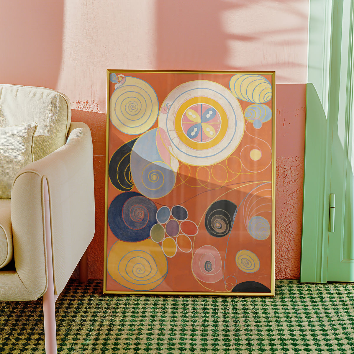 Väggmockup med Hilma af Klint Spirals of – köp enkelt hos Bozetto affisch i hög kvalitet