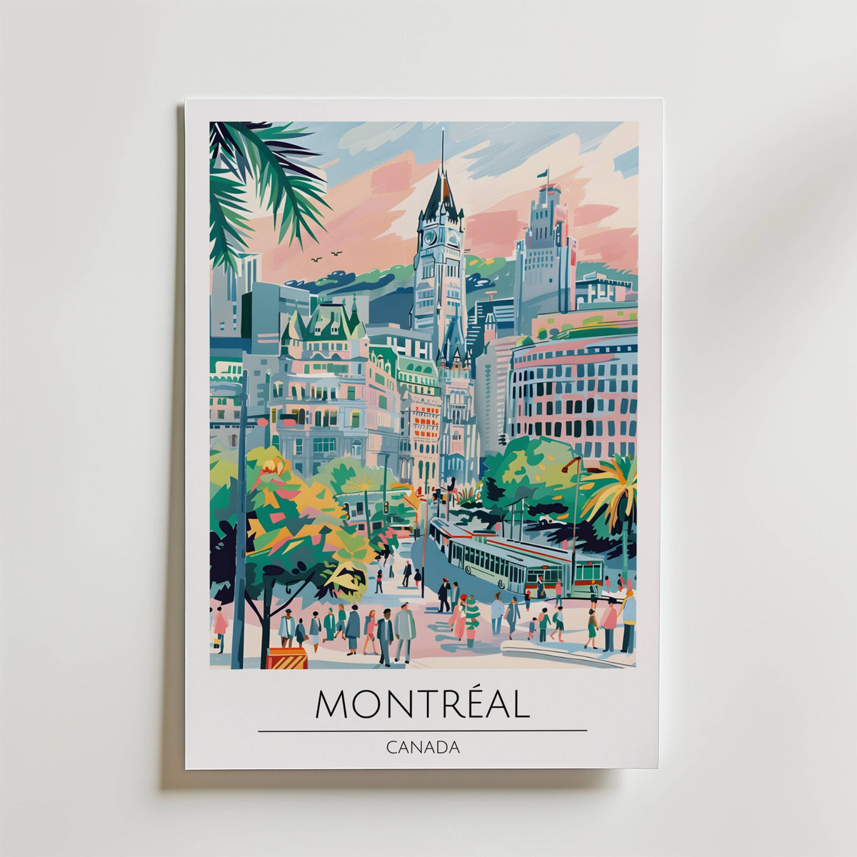Montreal Cityscape – stilfullt konsttryck från Bozetto, tryckt på matt finpapper