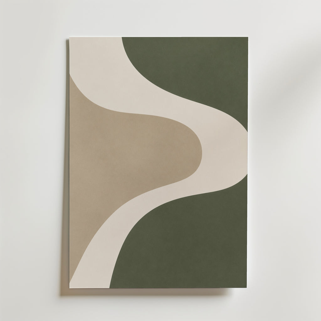 Driftwood Curve affisch inramad i neutral ram – se hur konsttrycket ser ut, Bozetto