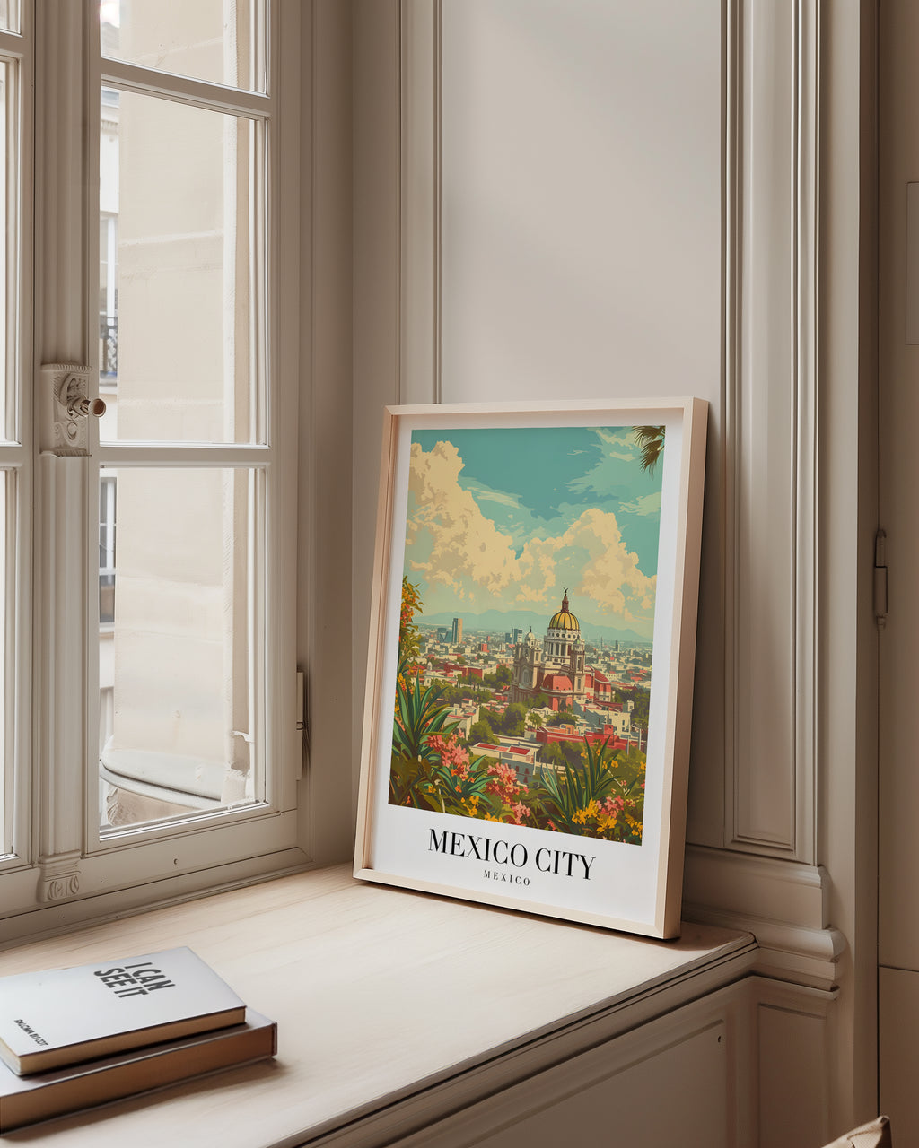 Väggmockup av Colors Of Mexico City affisch på ljus vägg – Bozetto konsttryck – nr 3
