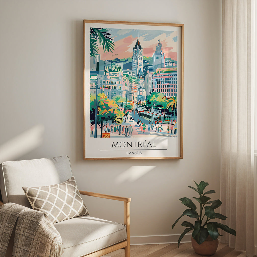 Montreal Cityscape poster visad rakt fram – Bozetto affisch i hög tryckkvalitet i hög tryckkvalitet