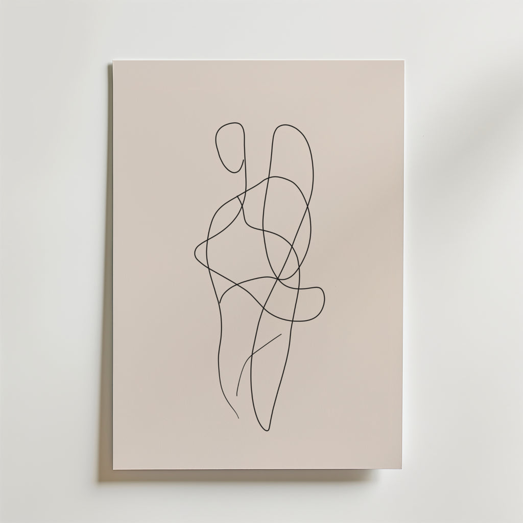 Entwined Bodies Line Art – stilfullt konsttryck från Bozetto, tryckt på matt finpapper
