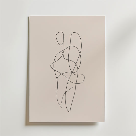 Entwined Bodies Line Art Poster