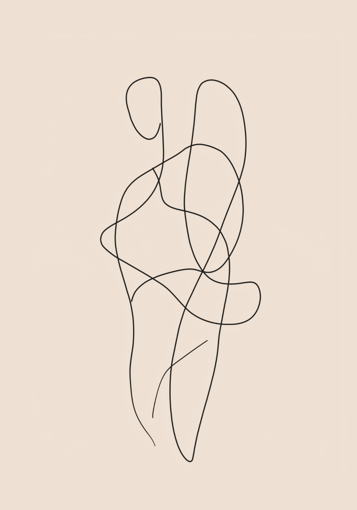 Entwined Bodies Line Art poster visad rakt fram – Bozetto affisch i hög tryckkvalitet