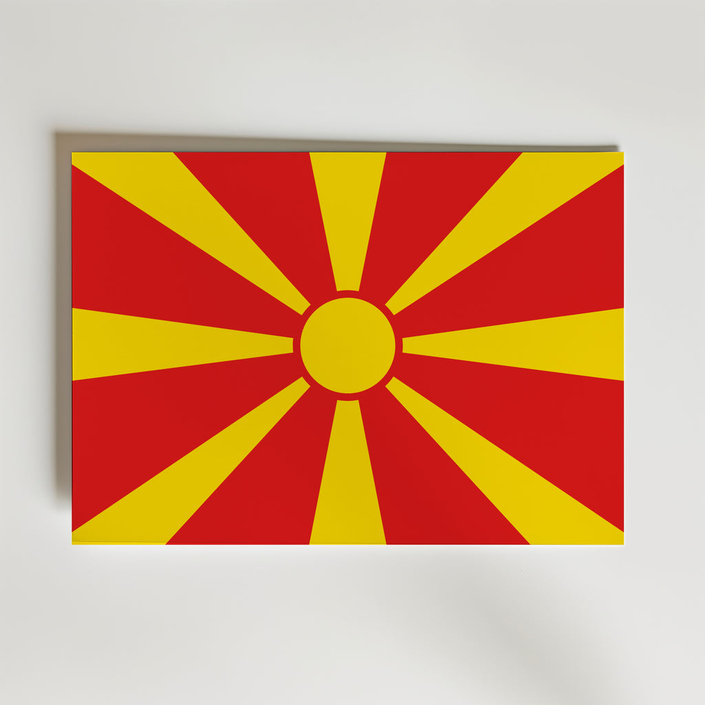 North Macedonia National Flag Poster – modern konst och stilren konsttryck för hemmet hos Bozetto