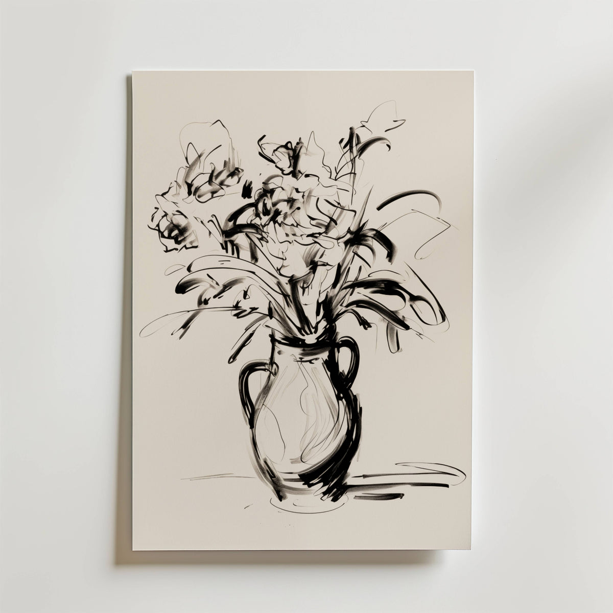 Monochrome Bouquet – stilfullt konsttryck från Bozetto, tryckt på matt finpapper