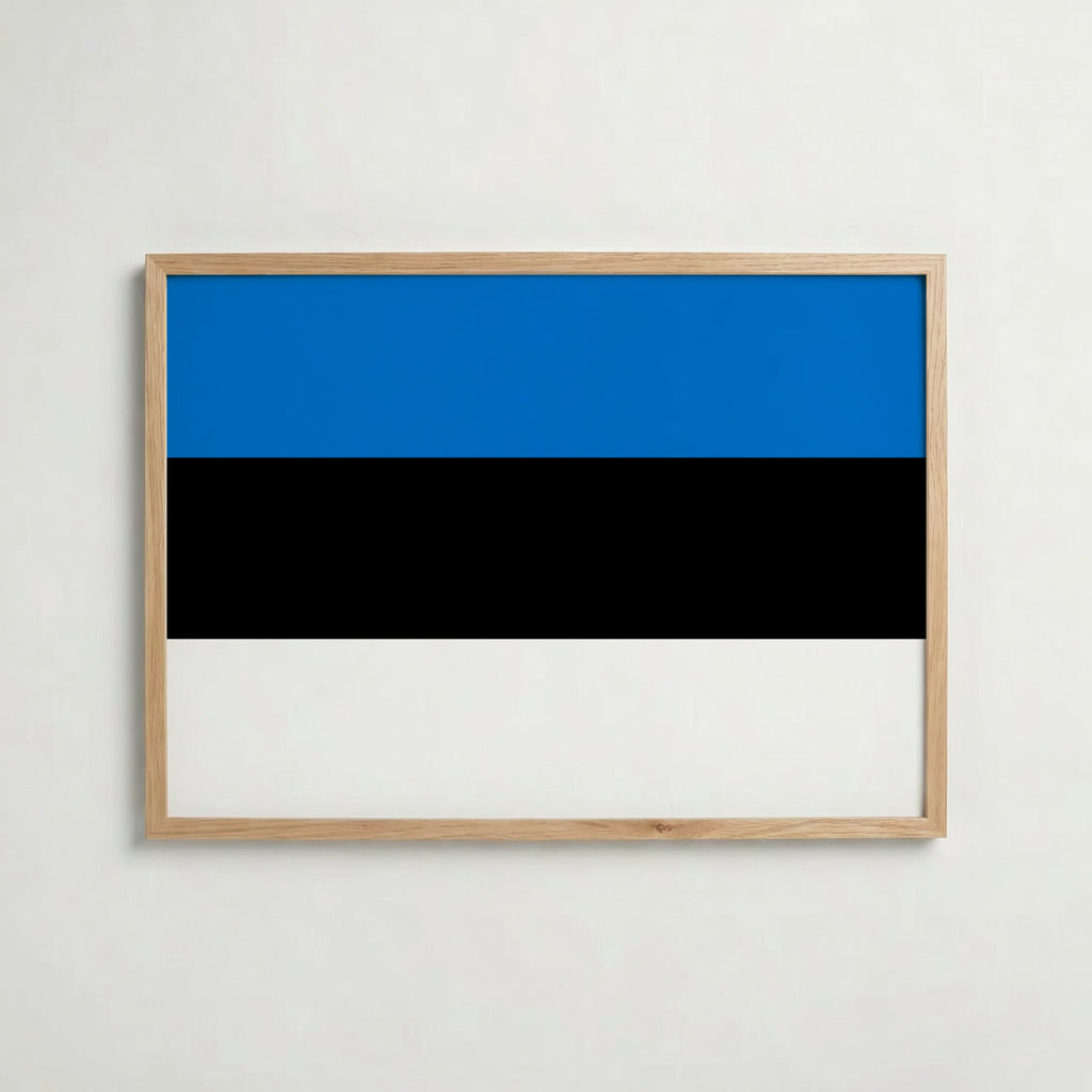 Estonia National Flag Poster i ekram – inramad konsttryck för stilren inredning hos Bozetto
