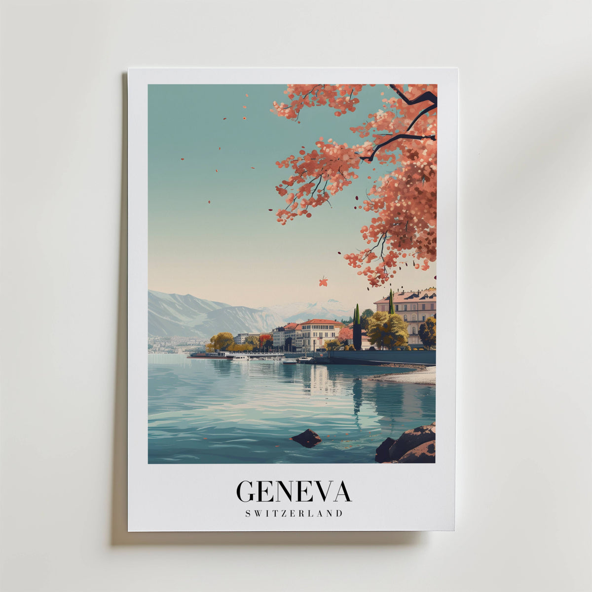 Spring Light Over Geneva – stilfullt konsttryck från Bozetto, tryckt på matt finpapper