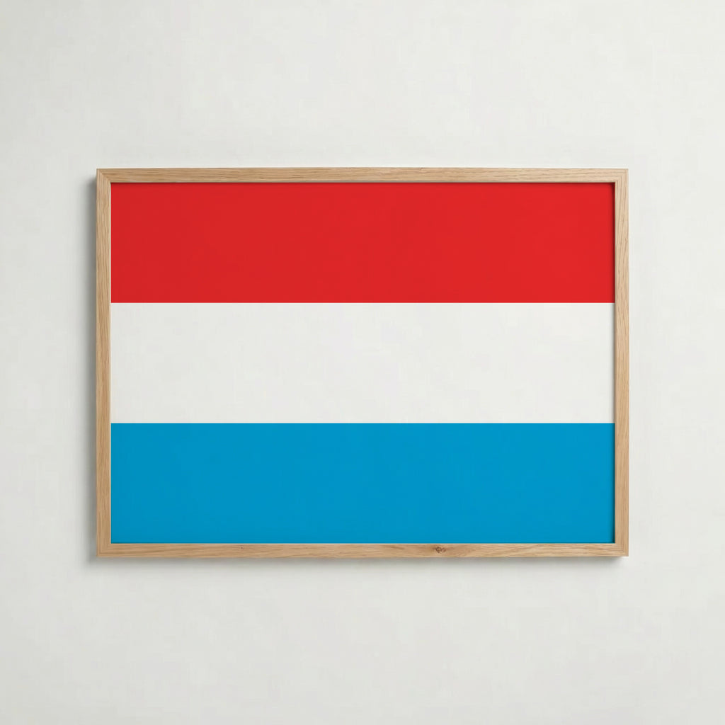 Luxembourg National Flag Poster i ekram – inramad konsttryck för stilren inredning hos Bozetto
