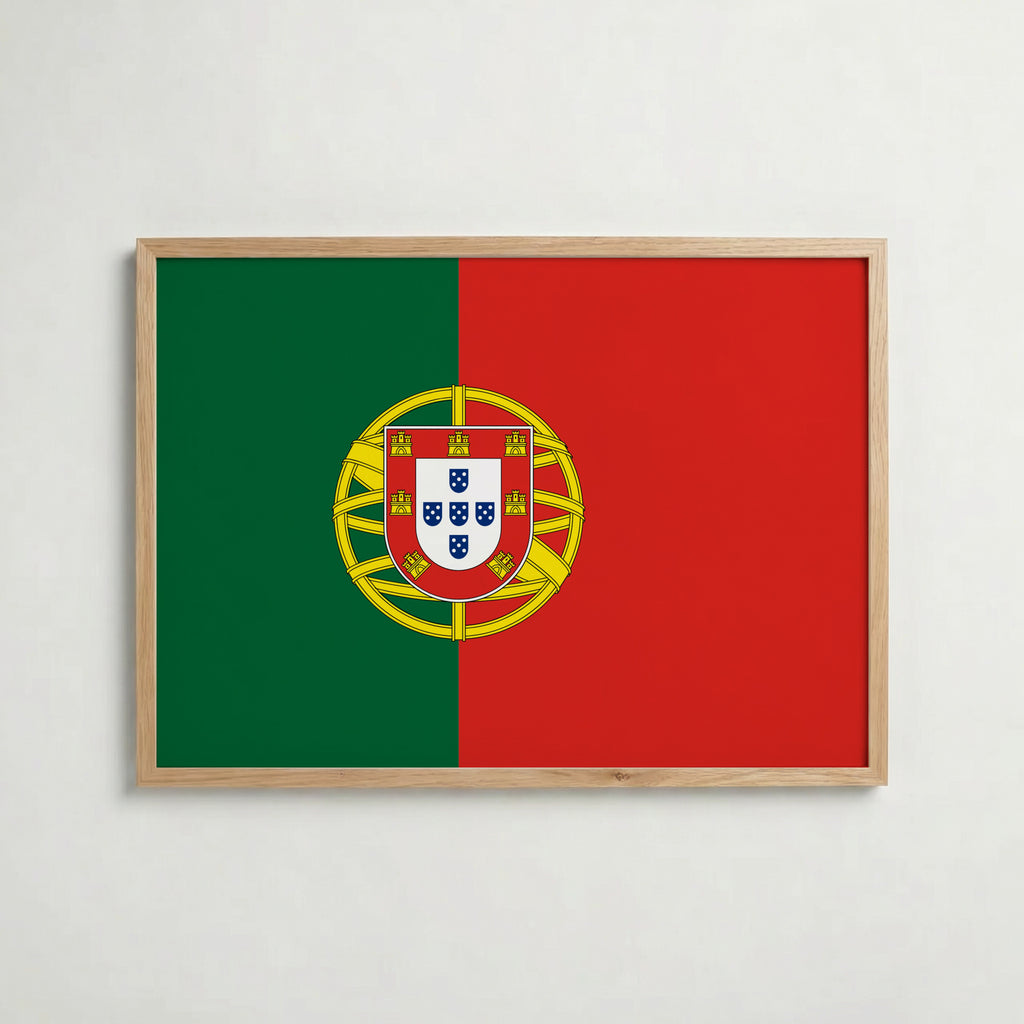 Portugal National Flag Poster i ekram – inramad konsttryck för stilren inredning hos Bozetto