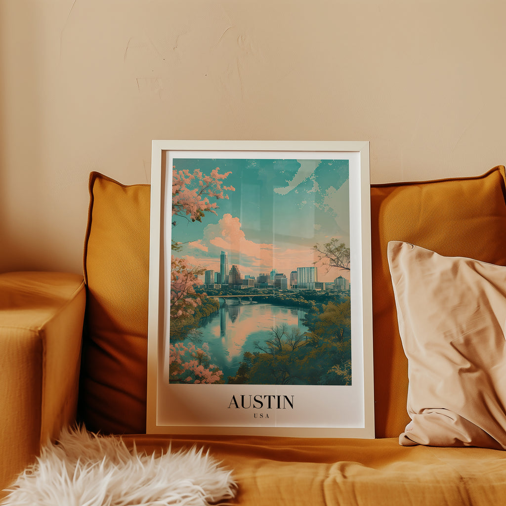 Mockup av Whispers Of Austin affisch på vägg – köp enkelt hos Bozetto i hög kvalitet