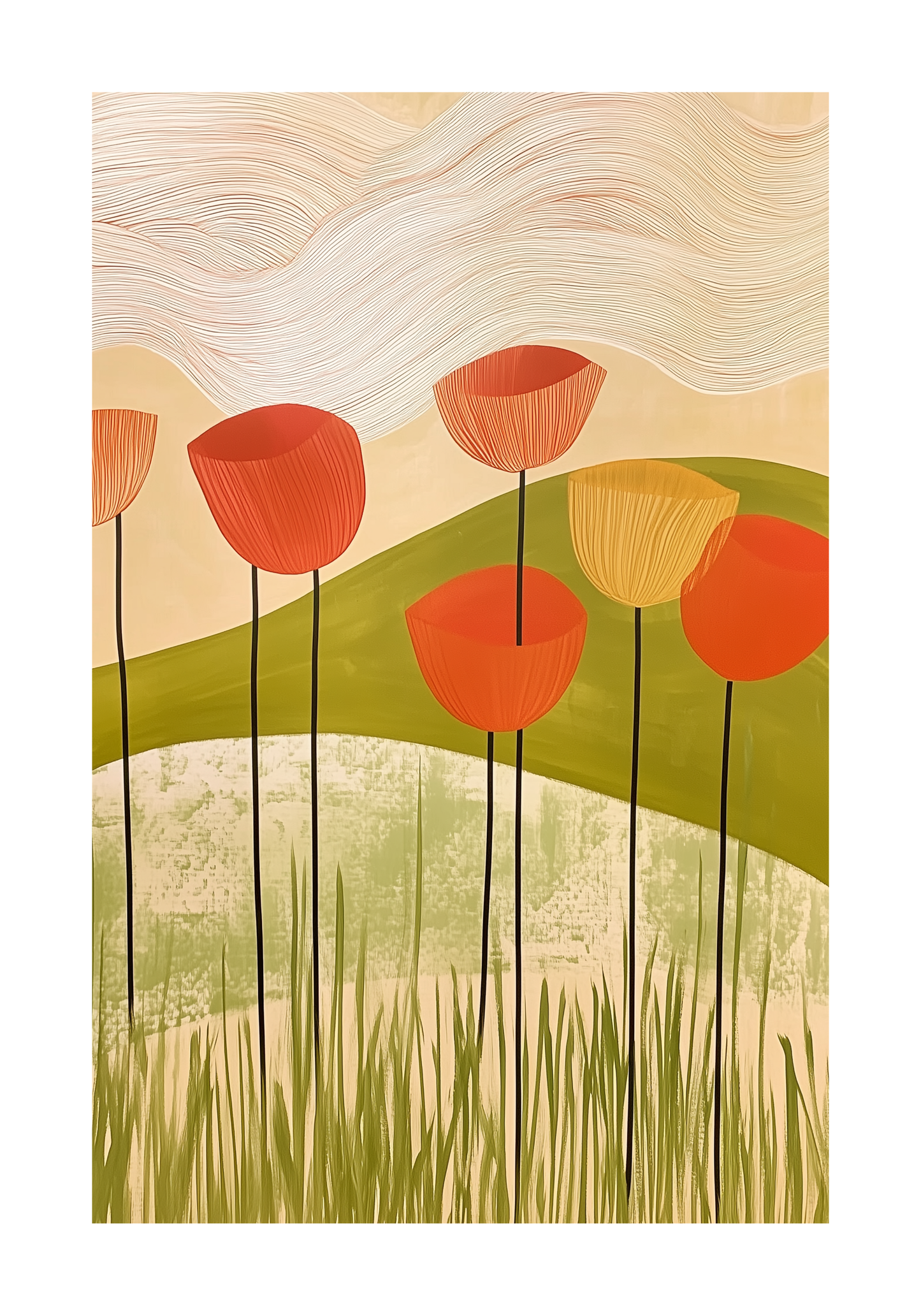 Abstract floral poppies Poster