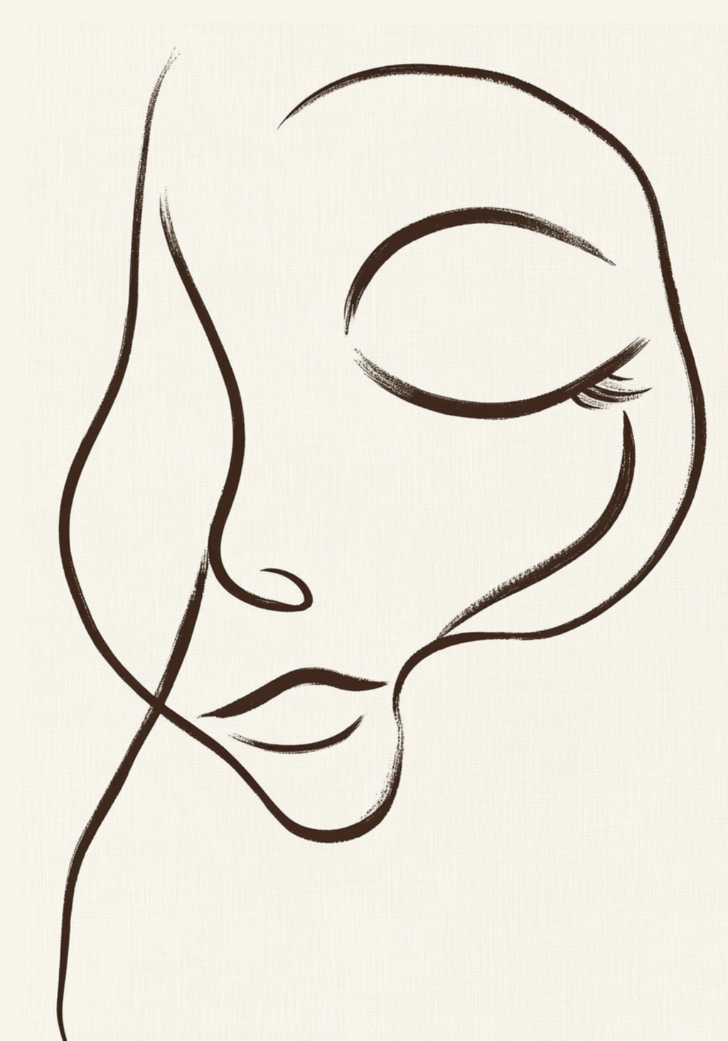 Dreamy Line Art Face – affisch med snyggt motiv, köp enkelt hos Bozetto i flera storlekar