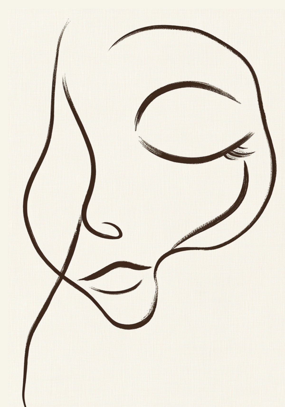 Dreamy Line Art Face – affisch med snyggt motiv, köp enkelt hos Bozetto i flera storlekar