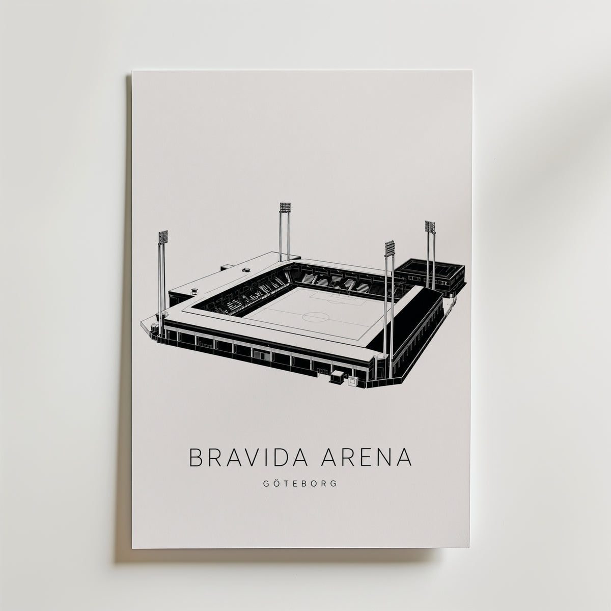 Bravida Arena affisch inramad i neutral ram – se hur konsttrycket ser ut, Bozetto