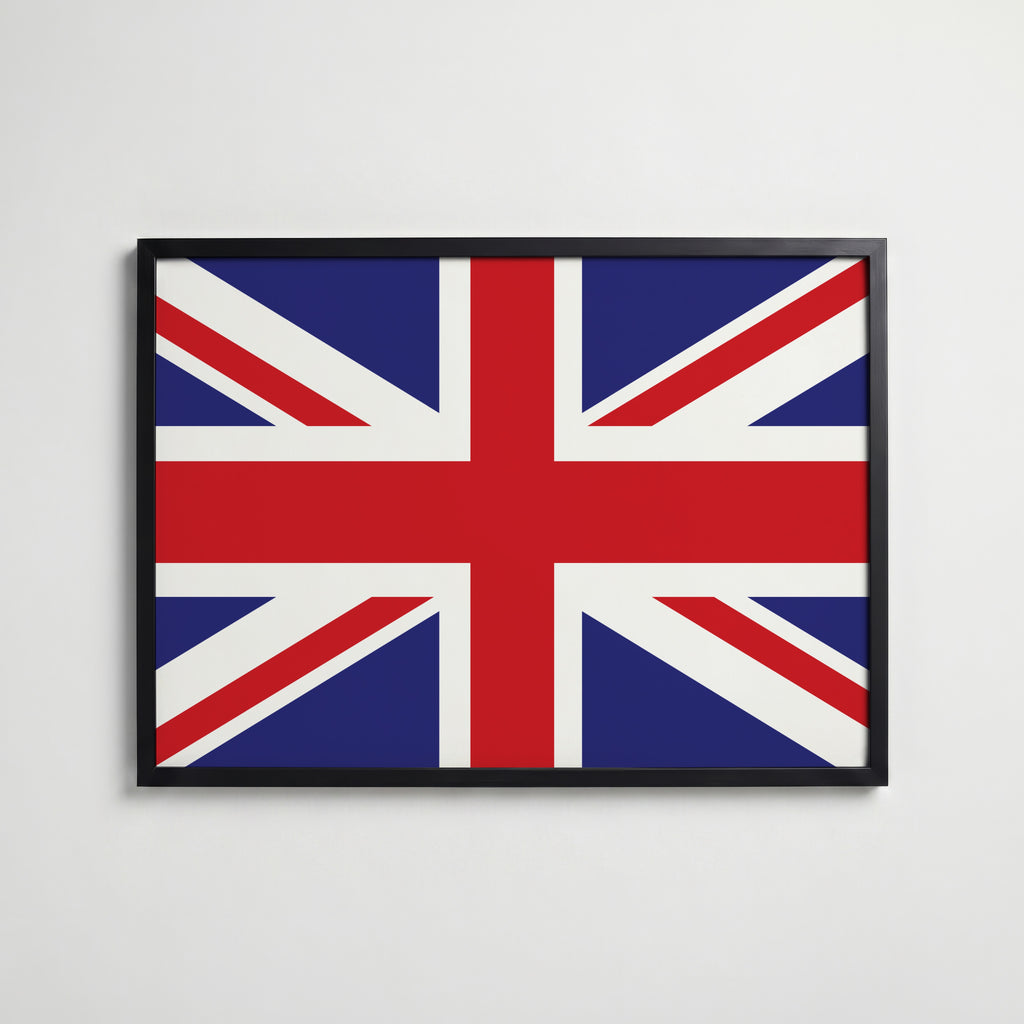 United Kingdom National Flag Poster i svart ram – stilren konsttryck som väggdekor från Bozetto