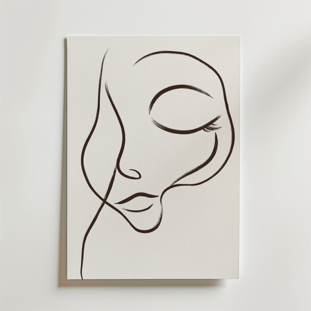 Dreamy Line Art Face – stilfullt konsttryck från Bozetto, tryckt på matt finpapper
