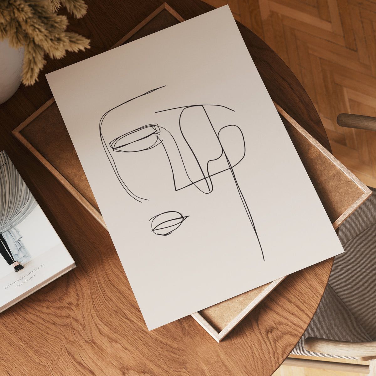Abstract One Line Face – affisch med stilfullt motiv från Bozetto i hög kvalitet