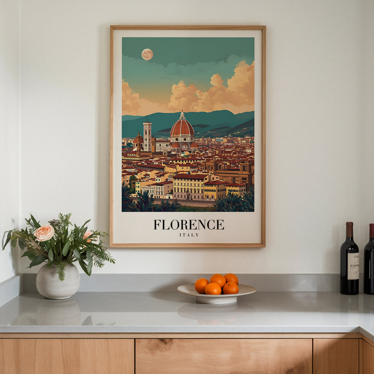 Florence Beneath The Moon – affisch med stilfullt motiv från Bozetto i hög kvalitet