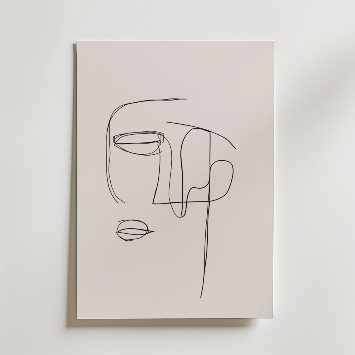 Abstract One Line Face – stilfullt konsttryck från Bozetto, tryckt på matt finpapper