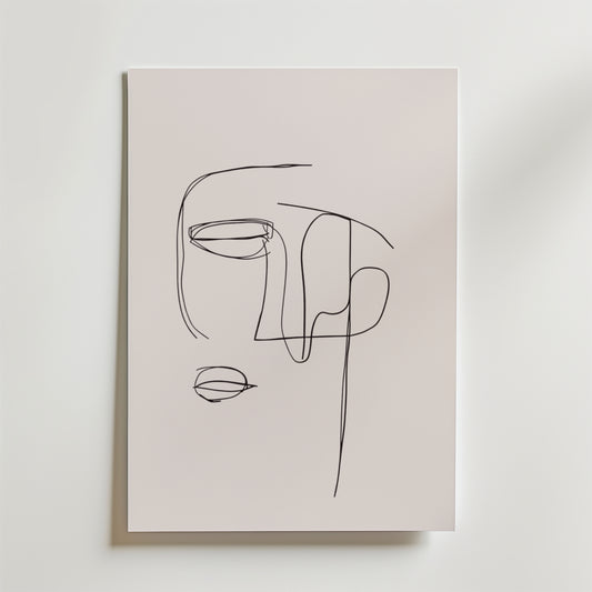 Abstract One Line Face Poster